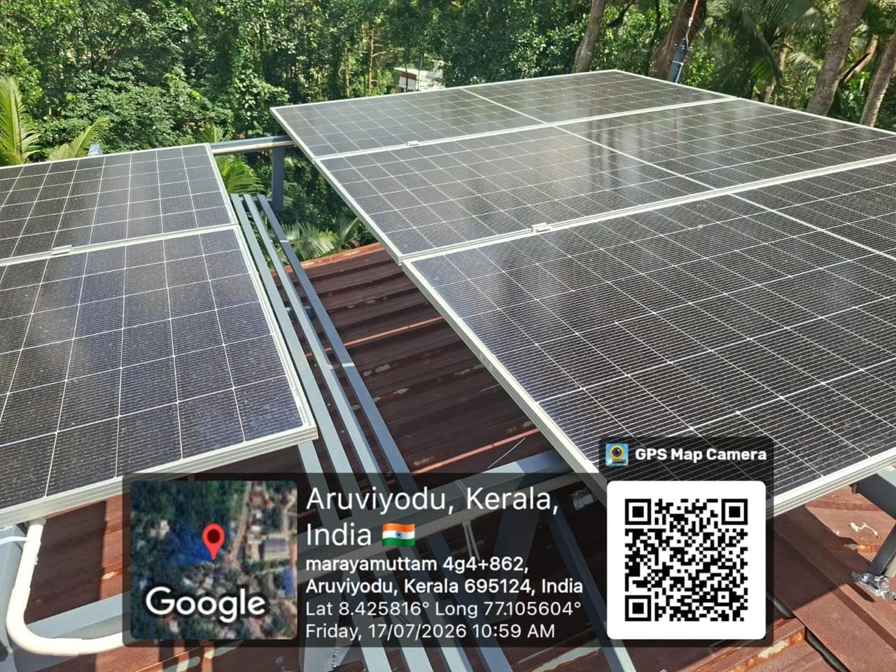 Residential rooftop solar panel installation in Kerala