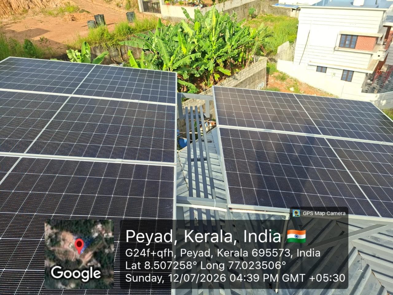 Solar panels installed on residential rooftop